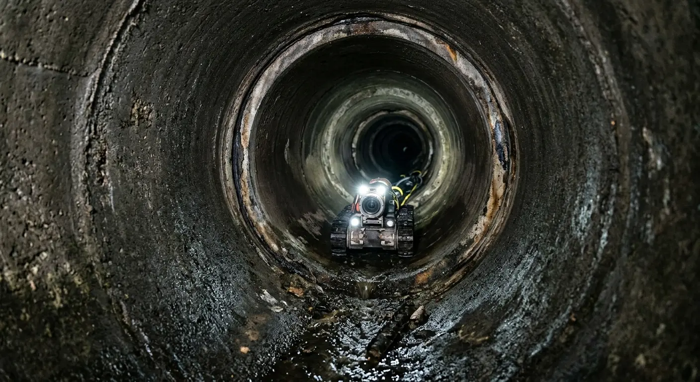 Robotic sewer camera inspecting pipe interior for Sewer Line Cleaning in Anaconda-Deer Lodge County